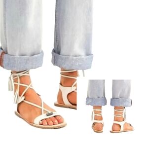 FREE PEOPLE "Bryn Marr" Leather Distressed Tassel Gladiator Style Sandals